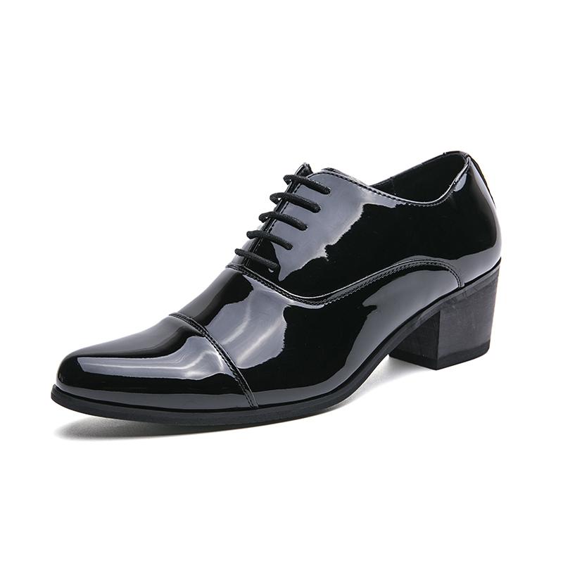 

Shiny Laced Mens Elevator Shoes High Heel Height Increase Formal Dress Leather Shoes for Wedding Business Party Occasions 37 чёрный