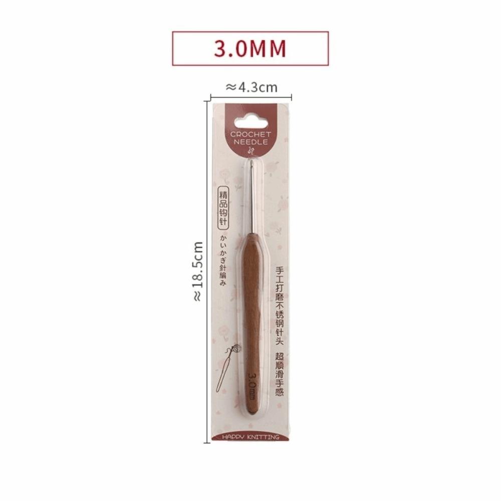 Sandalwood Handle Crochet Hook Handmade Crafts Stainless Steel Crochet Hook  Doll Weaving Tool