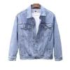 Men's Trendy American Retro Light Blue Denim Jacket - Loose Fit for Spring and Autumn