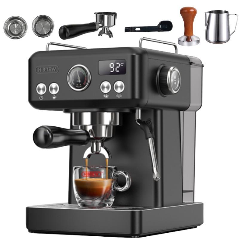 HiBREW H10A Halbautomatische Espressokaffeemaschine, 20 Bar, Kalt-/Heißkaffeemaschine, Temperatur Einstellbar, Milchaufschäumer