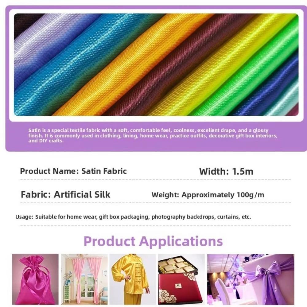 DIY 150*100cm Satin Fabric Imitation Silk Interior Decoration Lining Silk Satin Handmade Sewing Material Apparel Sewing Supplies