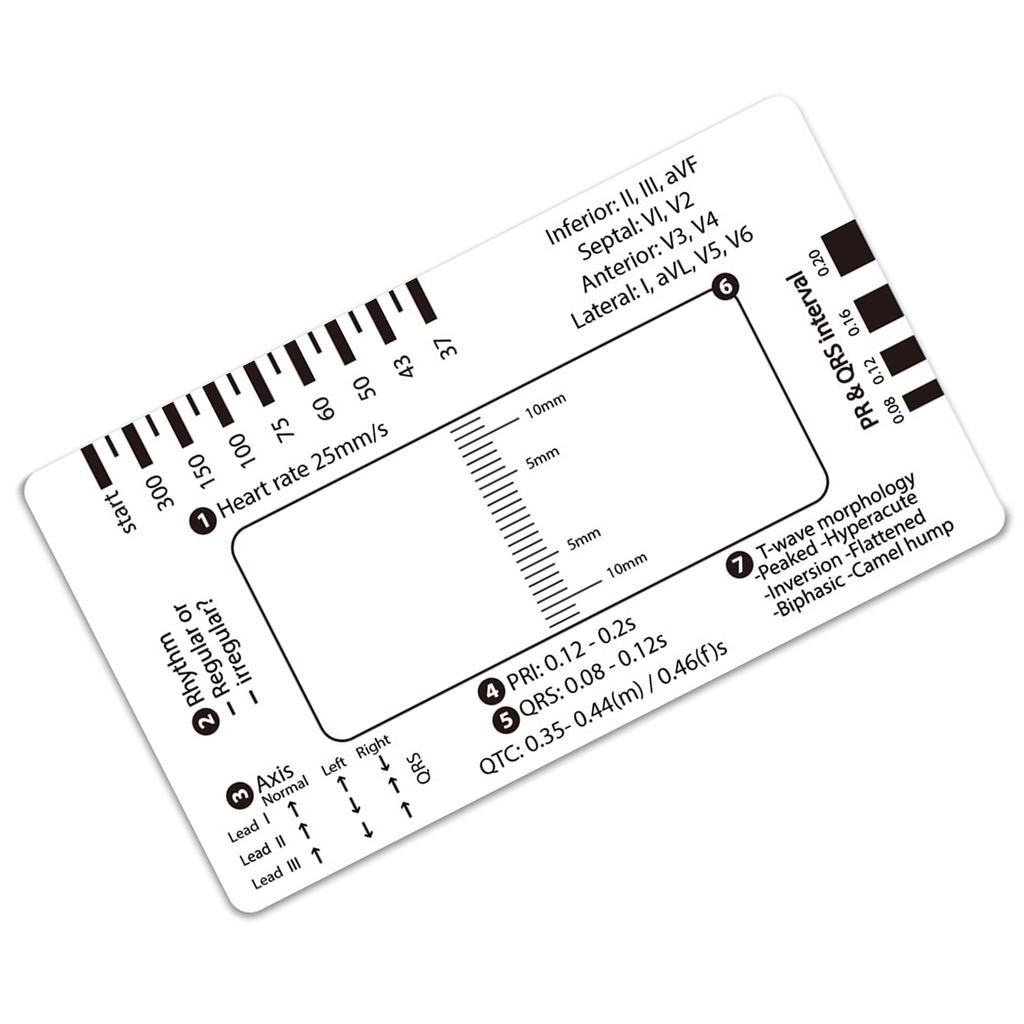 Professional ECG 7 Step Ruler Card Portable Pocket ECG Interpretation Guide Card For Accurate ECG/EKG Interpretation