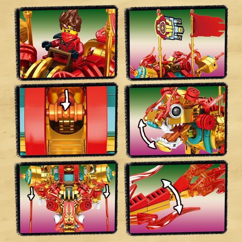 Ninja Phantom Building Blocks Gold Fire Qilin Set, DIY Educational Toy for Kids