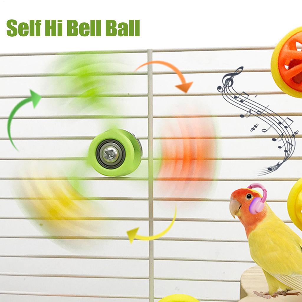 Funny Parrot Toys Interactive Rotating Windmill Toy with Bells Bird Cage Toy for Parrots for Stimulation Entertainment Play Chew