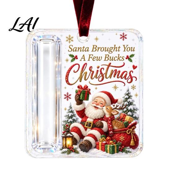 Creative Money Gift Ideas Christmas Cash Holder Ornament Acrylic Holder Holiday Ornament Hanging Decoration for Xmas Tree Stocking Stuffer,