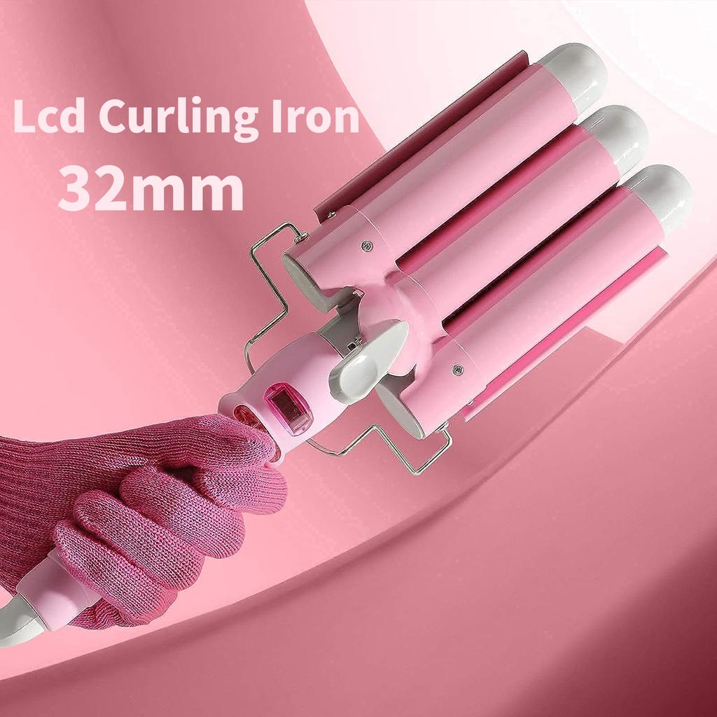 LCD-Lockenstab, professioneller Keramik-Lockenwickler, 3-Lauf-Lockenwickler, Haarwellen-Mode-Styling-Tools