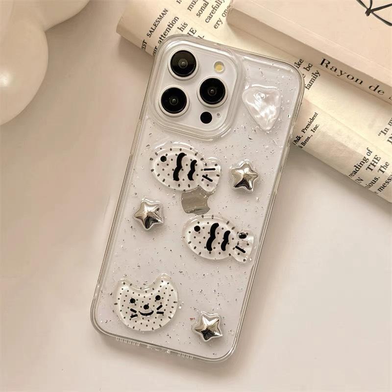 Epoxy Cat Star Snapper Roast For Iphone17Promax Apple 15 Mobile Phone Case 16 Silver Foil 13 Bracket