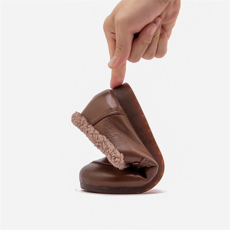 Mom shoes autumn and winter new cotton shoes medium and soft soles women's comfortable flat-soled leather warm outer wear Mao Mao single shoes