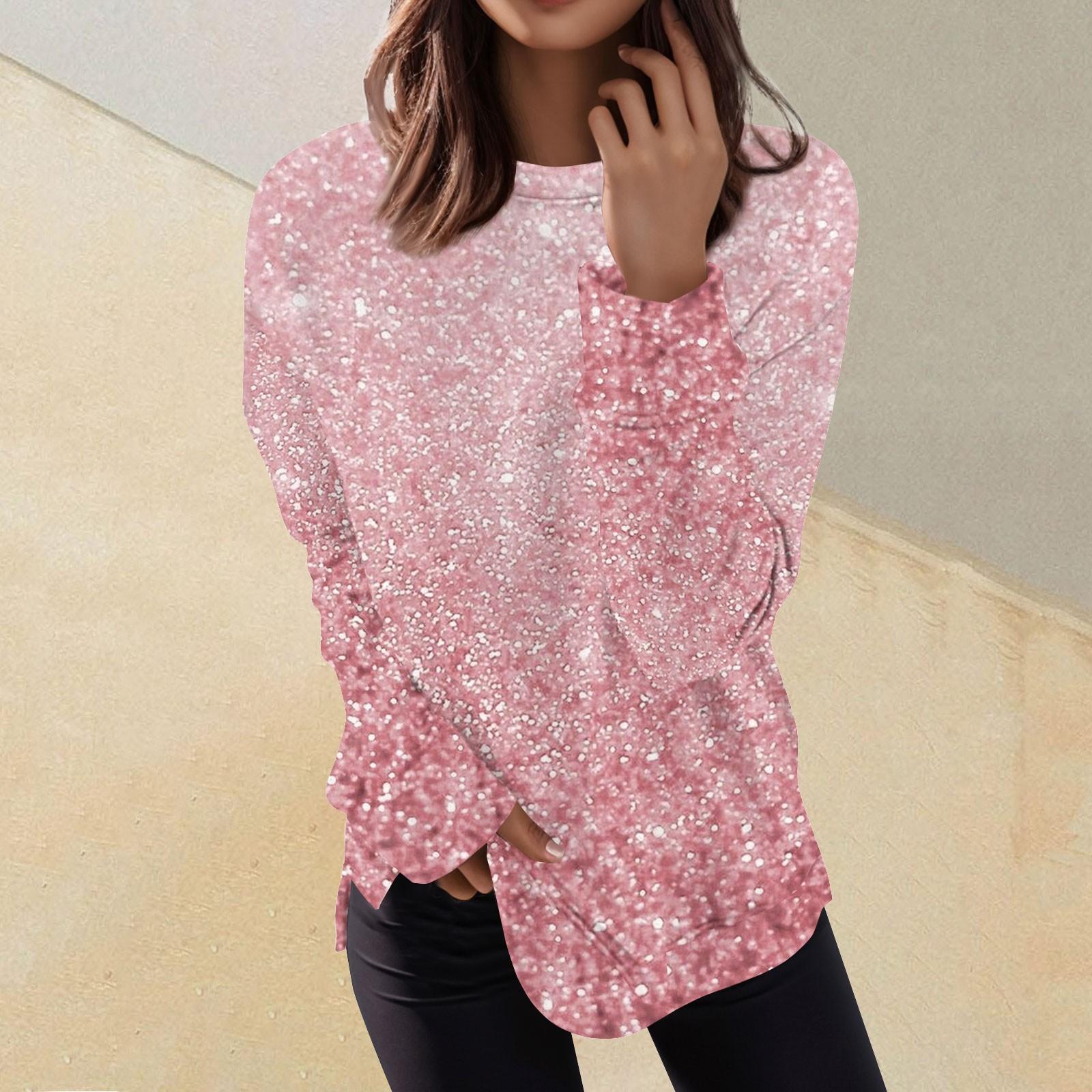 

Женский повседневный модный пуловер с длинным рукавом и круглым вырезом с принтом XXXL розовый