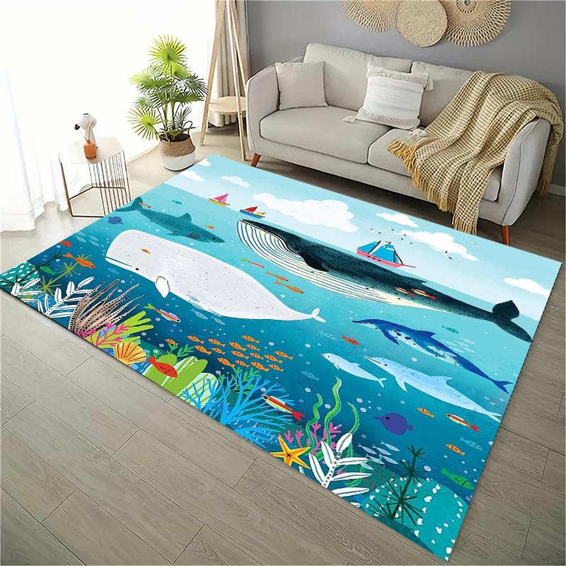 Ocean and Beach 3D Printing Large Area Carpets for Home Living Room  Kids Bedroom Sofa Doormat Kitchen Floor Rugs Anti-slipDecor