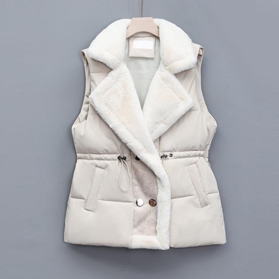 Women's Puffer Vest Casual Fleece Lined Sleeveless Jacket Winter Thicken Qulited Outerwear with Pockets