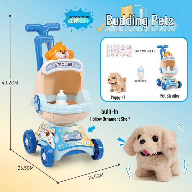 Children's Role-Playing Pet Stroller: Walking and Barking Electric Plush Doll