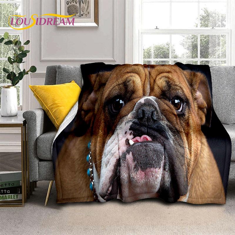 Cartoon French Pit Bull Dog Pet 3D Blanket,Soft Throw Blanket for Home Bedroom Bed Sofa Picnic Travel Office Cover Blanket Kids