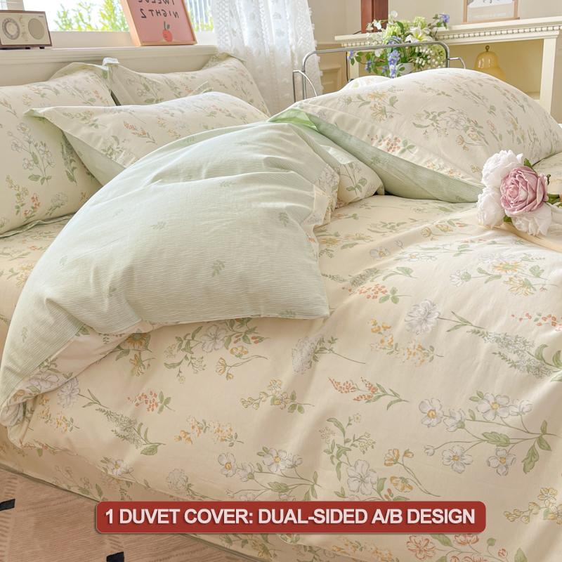 Hypoallergenic Duvet Cover Set 100% Cotton,Bedding Set (1 Duvet Cover 2 Pillowcases), Hidden Zipper Closure,Easy Care,Multi-Size