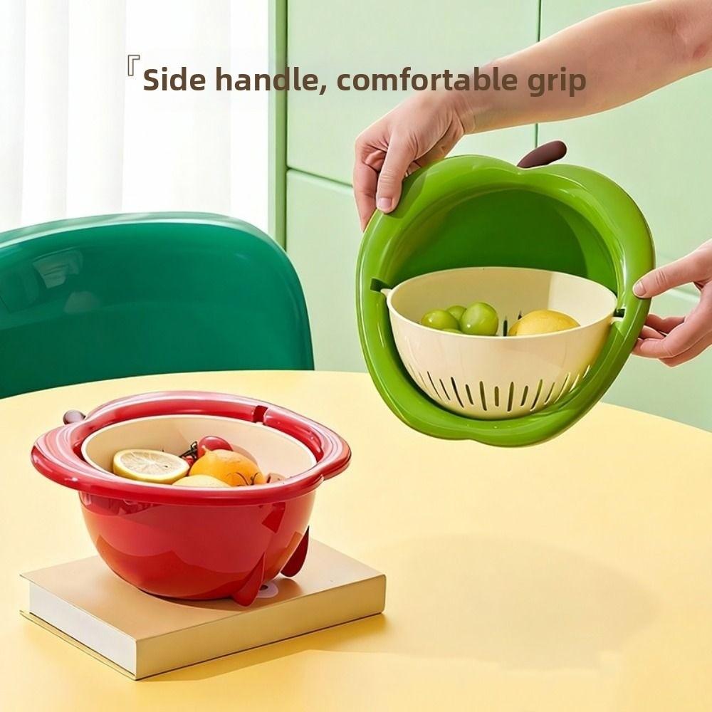 Rotating Vegetable Drain Basket Large Capacity Water-Filtering Basin Food Storage Container  Picnic