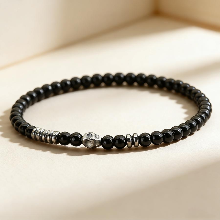 

New Fashion 5 Styles Skull Bracelet Unisex Selected 4mm Small Stone Beaded Braslet Hematite Energy Healing Meditation Braclet