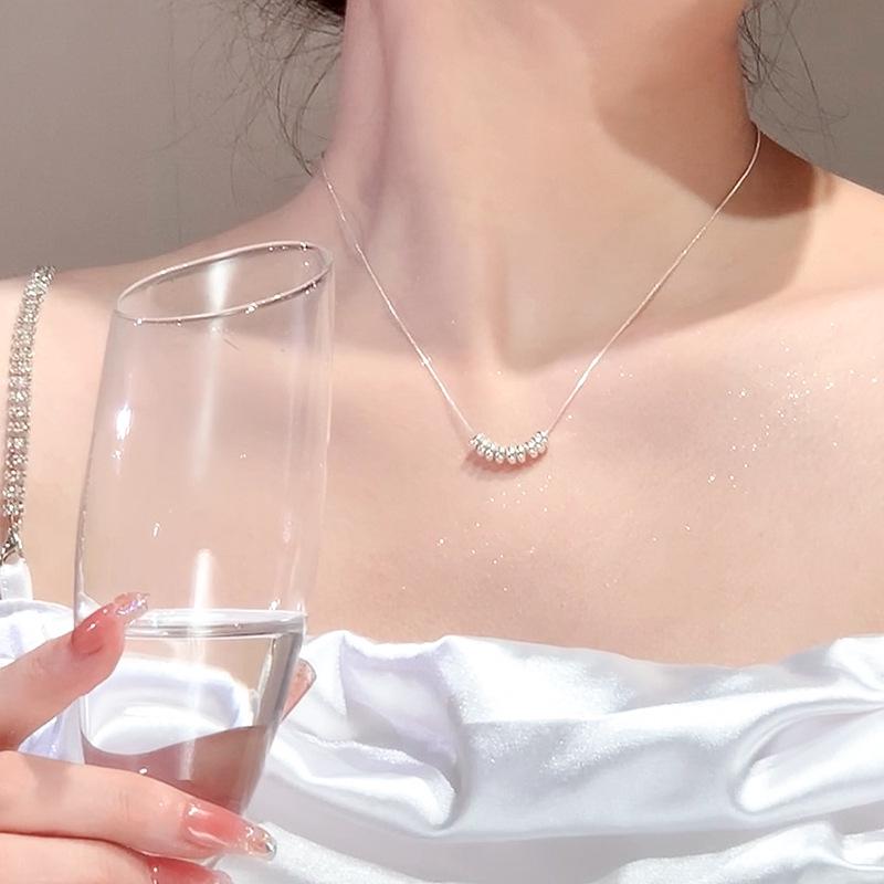 

S925 Silver Beaded Necklace - Light Luxury Choker for Women