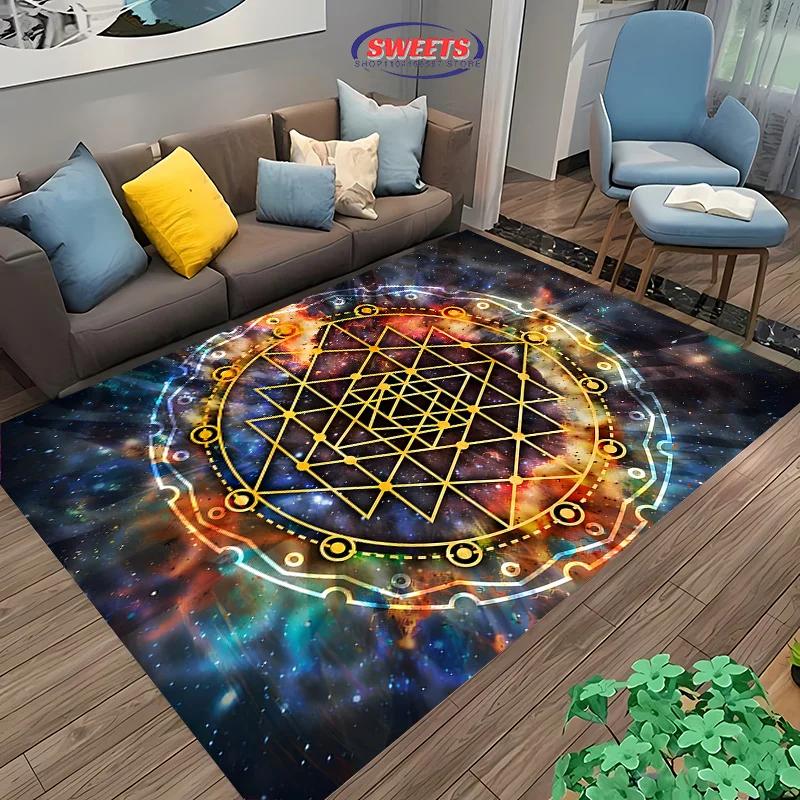 Neue Produkte schnell versandt! 3D Heiliger Metatron-Würfel Muster Teppich Wohnzimmer Teppich Schlafzimmer Sofamat Kinder Rutschfeste Bodenmatte
