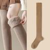 1 Pair Women Winter Socks Tihick Plush Over Knee Socks Anti-slip Solid Color Warm Thickened Stockings Warmth Socks for Various Occasions