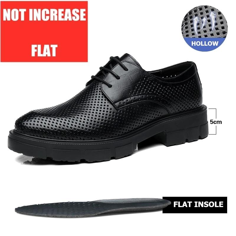 Nuovi Uomini Estivi Cava Plateau Tacco Alto 5/8/10 CM Crescita in Altezza Formale Uomo Derby Scarpe in Pelle Uomo Scarpe da Cerimonia Elevatore