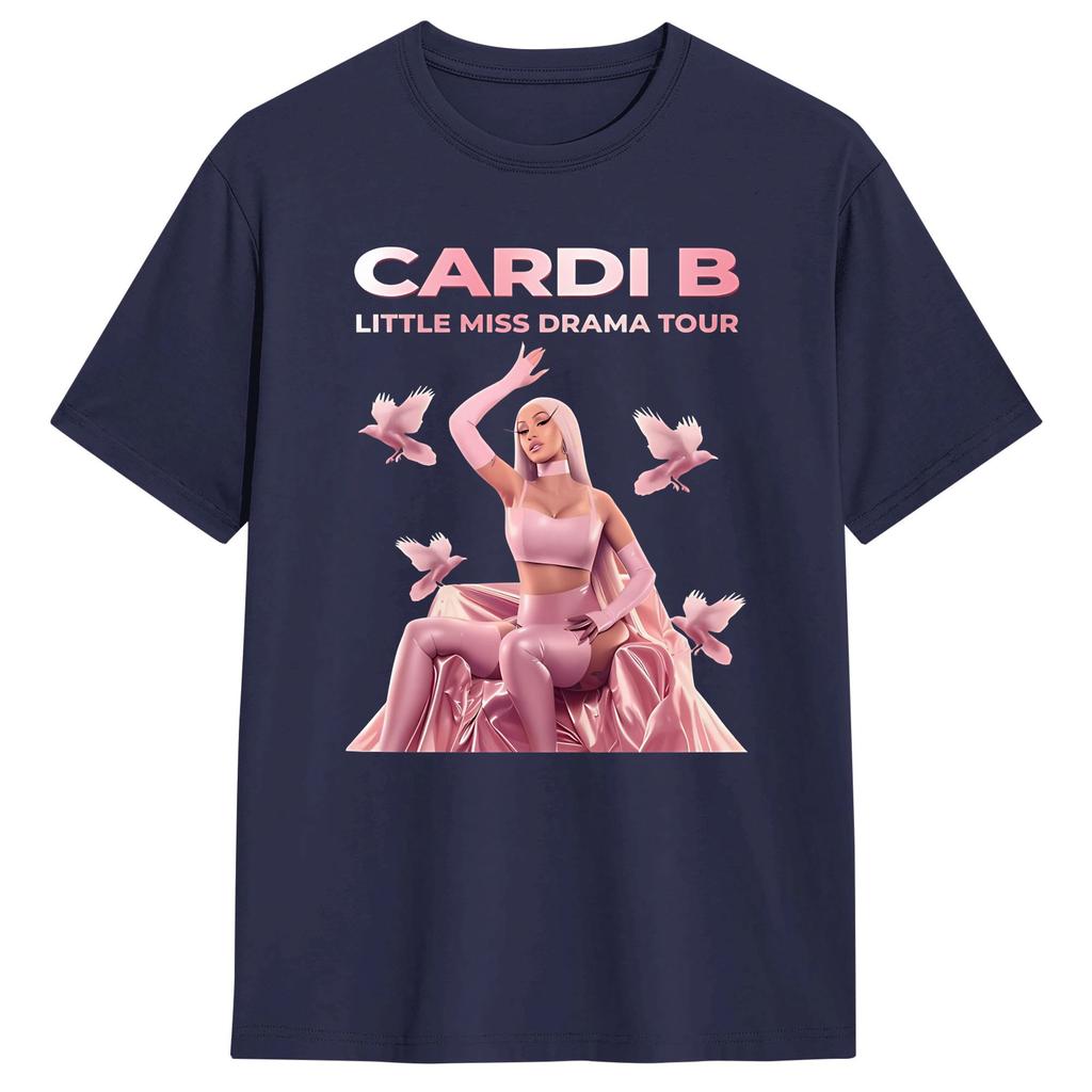 Cardi B Little Miss Drama Tour 2026 T Shirt Harajuku TShirts Short Sleeve Funny Tops Summer Pure Cotton Plus Size Tees