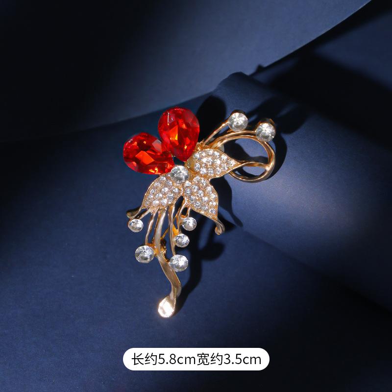 Fashion Zircon Rose Brooch Simple Light Luxury Pin Coat with Accessories Flower Brooch Anti-light Fixed Buckle