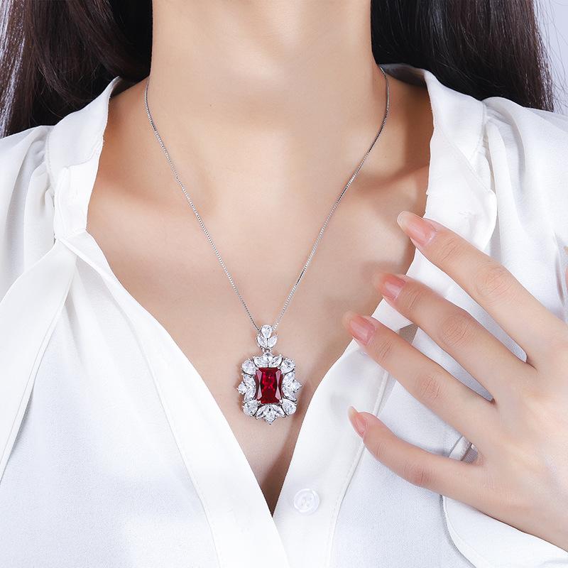 Jewelry Copper Bottom Gold-Plated Style Retro Simulation Color Treasure Rectangular 10 * 14 Pendant Women'S Jewelry