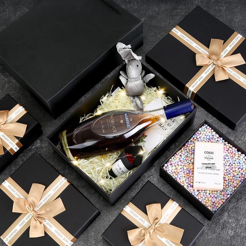 Valentine's Day Luxury Black Gift Box - Elegant Packaging for Birthdays & More