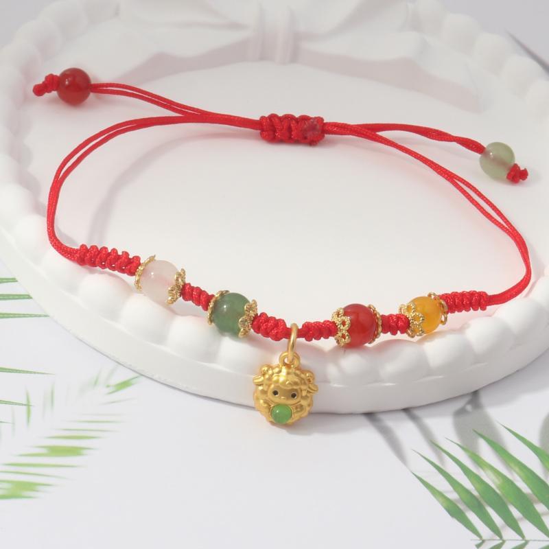 Handmade Braid Lucky Sheep Red String Bracelet Chinese Zodiac Sign New Year Rope Braided Bracelet Gifts For Women Men Kids