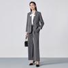 Toluoman Women's Grey Relaxed Fit Suit & Wide-Leg Pants Set