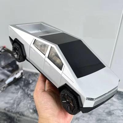Çocuk Simülasyon Uzaktan Kumandalı Oyuncak Araba Tesla Cyber elektrikli Yarış Arabası Alaşım Model Ses ve Işık Geri Çekme Koleksiyon Süsleri Erkek Çocuk Hediyesi