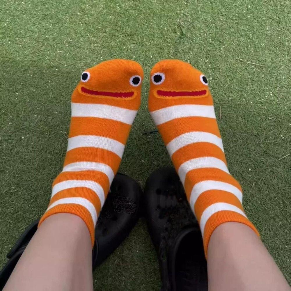 Cotton Stripes Socks Harajuku Street Mid Tube Socks New Cartoon Eel Socks