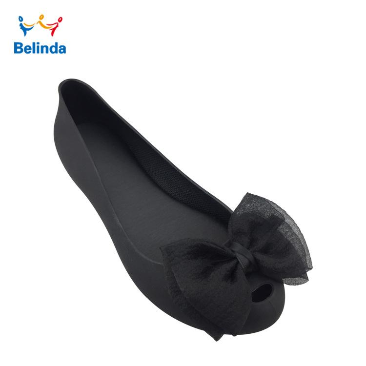 Summer Shoes Shoes Women'S Shoes Bow Flat Bottom Shallow Mouth Fish Mouth Mesh Jelly Single Shoes Sandals