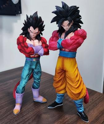 Dragon Ball Z JT Studio Super Saiyan 4 Vegeta & Goku Fully Painted Resin Collectible Statue 2 Head, Posable Anime Model Gift