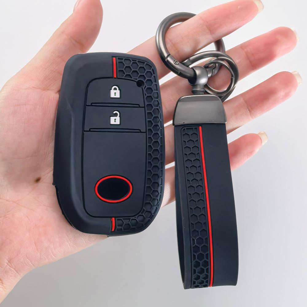 Key Fob Cover for Toyota Corolla Yaris Prius Hilux Cruiser Hatchback Cross Land with Keychain Anti-Scratch Guard Shockproof Protection