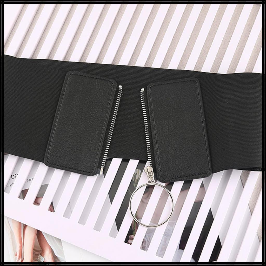 Corset Girdle Crocodile Elastic Belt Gothic Lolita Zipper Accessory BT665 [White Fang] Women's (Black)