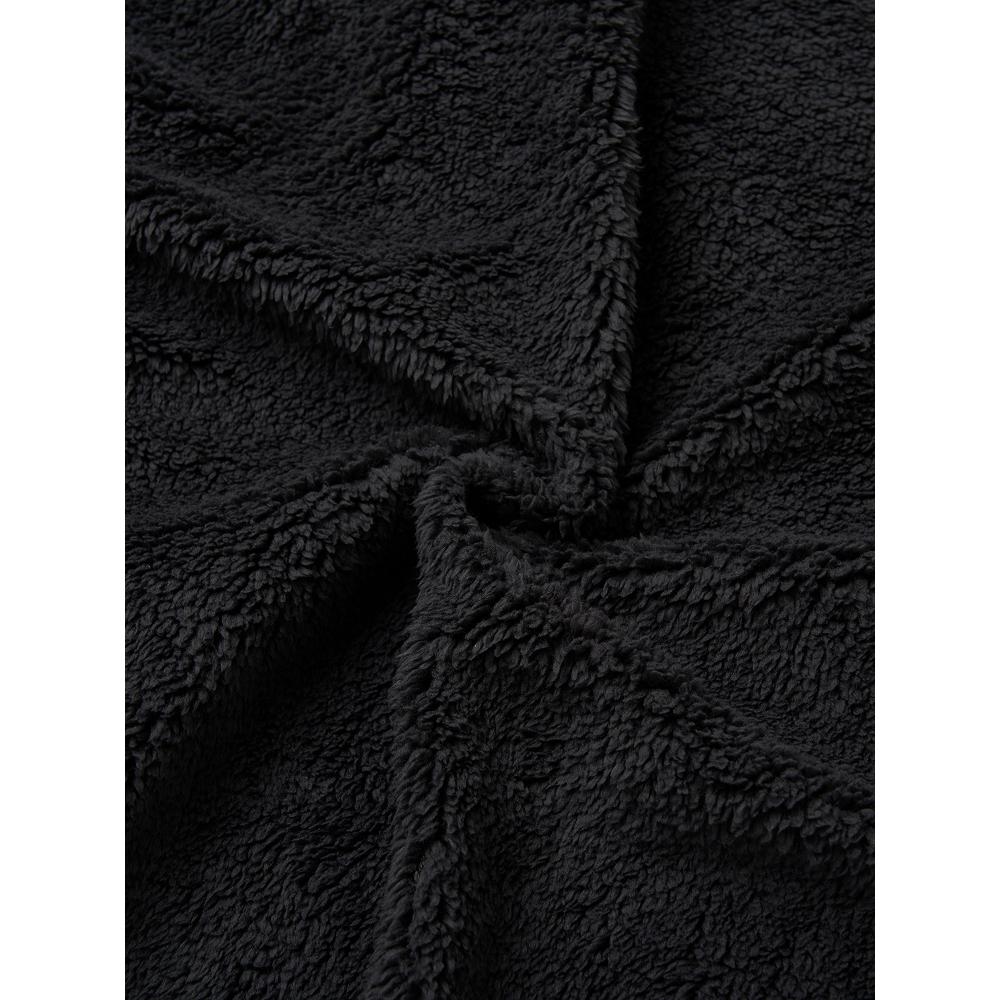 Daiso [common] FLuffy Long SLeeve FLeece Hoodie Zip Up L bLack Gray