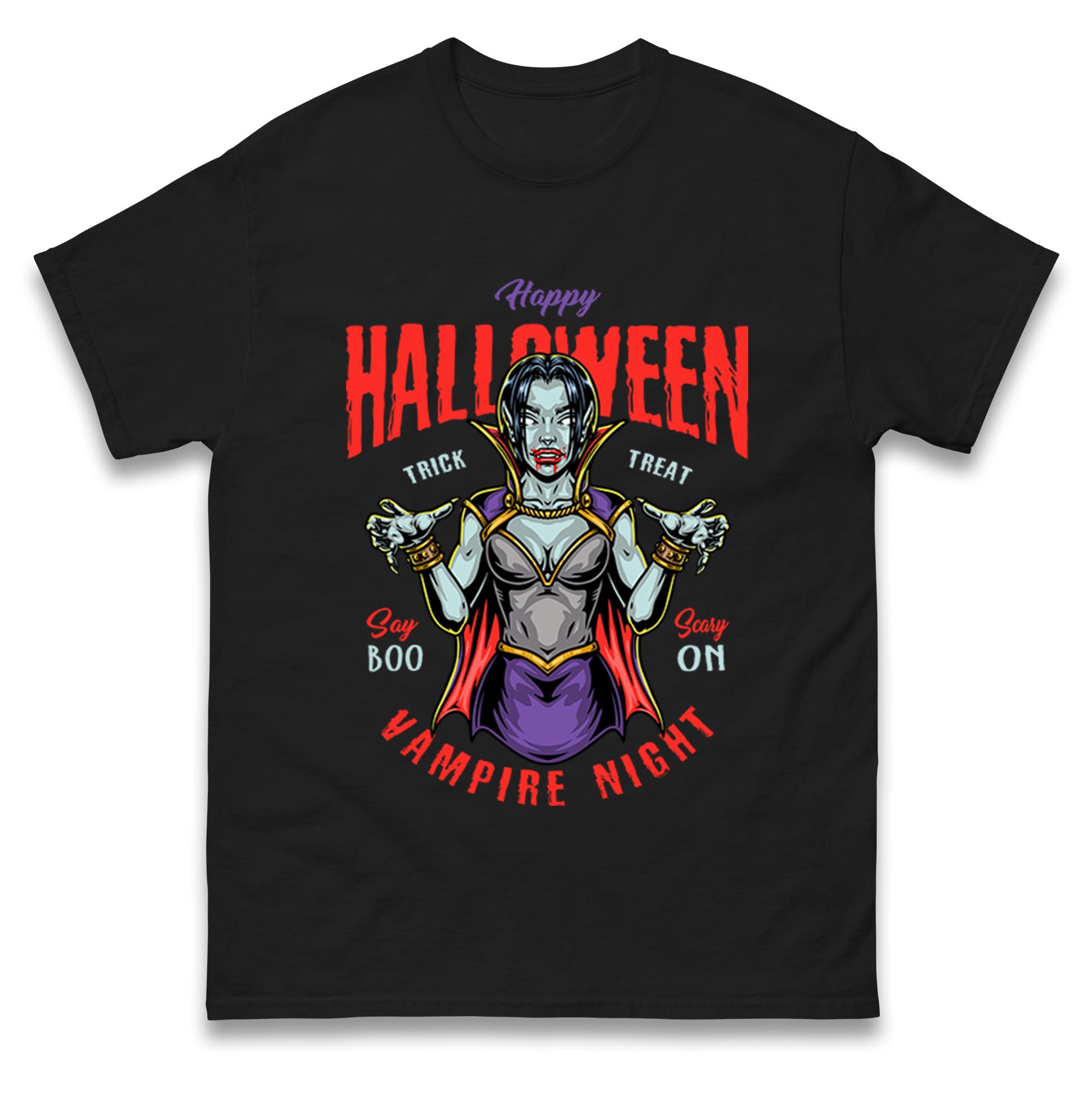 Happy Halloween Vampire Night T Shirt Tshirt Mens Womens Unisex Tops Tees M