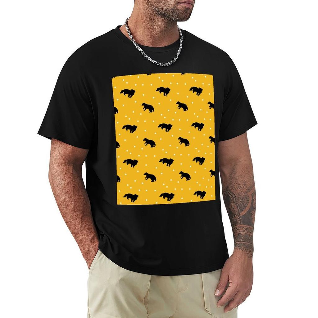 Cute Huffle Badger House Pattern T-Shirt Active Wear Sports T-Shirt for Men