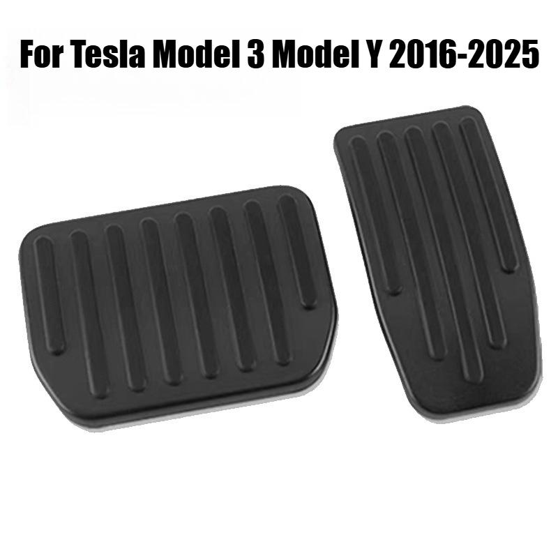 Auto Aluminum Pedal Covers for Tesla Model 3 Y 2016-2025 Non Slip Accelerator Brake Foot Rest Extenders