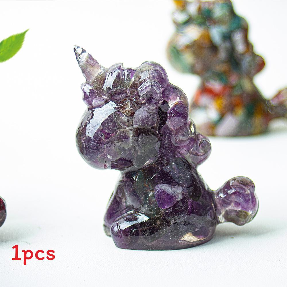 Unicorn Resin Figurine With Handcrafted Crystal Texture For Home Decor And Giftgiving