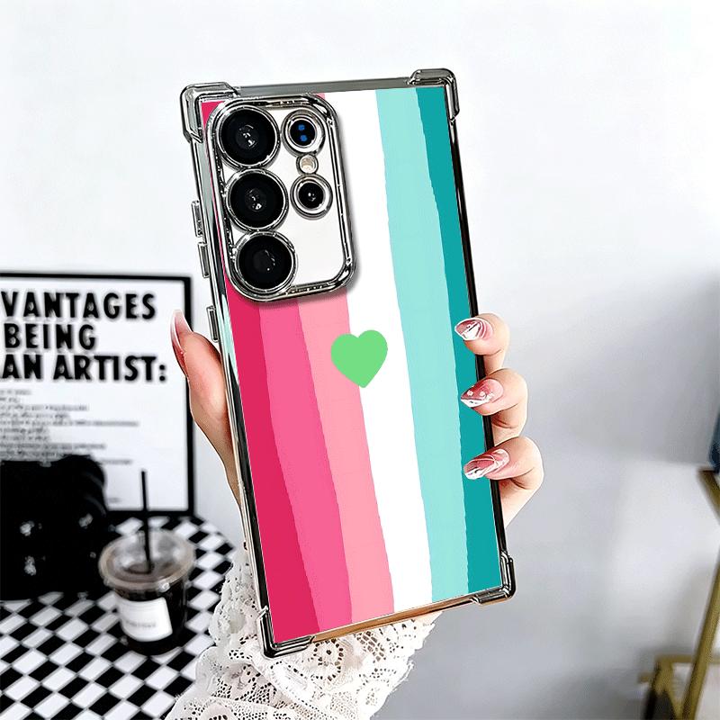 Regenbogen-Gradient-Liebesdesign Beschichtetes Handyhülle Für Samsung Galaxy S24 S25 FE S26 Edge S23 Ultra S22 S21 Plus S20 Sturzfest Aira