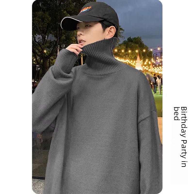 Męski sweter z wysokim dekoltem w stylu koreańskim: Modna koszulka bazowa na jesień/zimę 2022, półdziergana