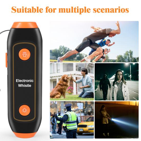 Electronic Whistle Crisp Sound High Decibel Compact Size Lanyard Design with LED Light Battery-operated Camping Electronic Whistle Outdoor Emergency