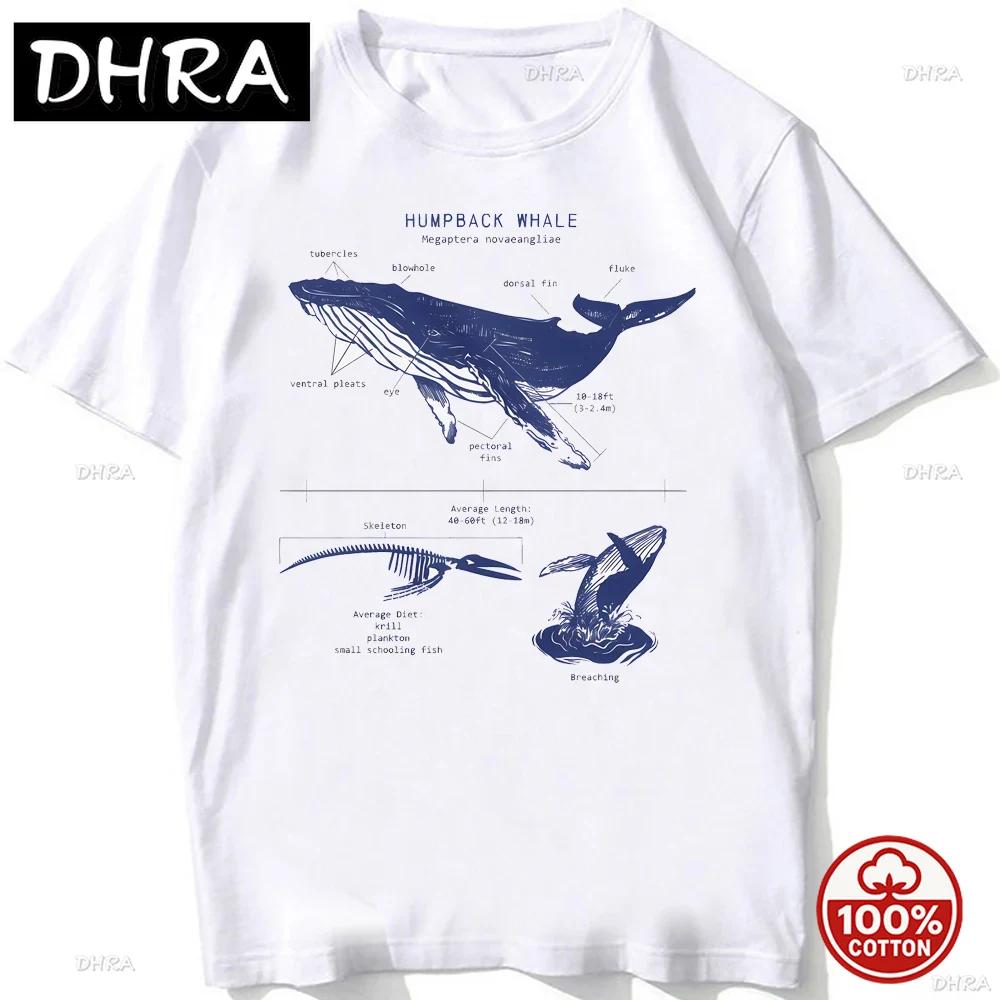 Whale Shark Anatomy Biology Tshirt Unisex Hip Hop Casual Soft Cotton Loose Oneck Tshirts Beach Diving White Tshirt Vintage Tees