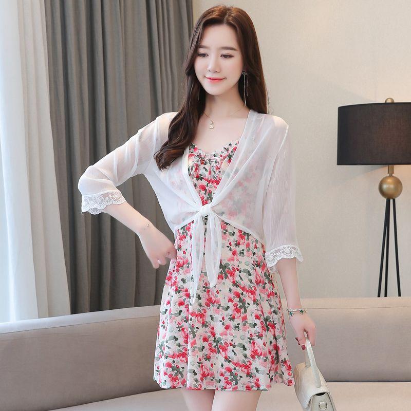 Chiffon Sunscreen Short Air-conditioned Shirt Sunscreen Cardigan Poncho Summer with Skirt Sun Shirt
