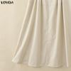 VONDA Women Summer Casual O-Neck Short Sleeve Stitching Dress Sundress