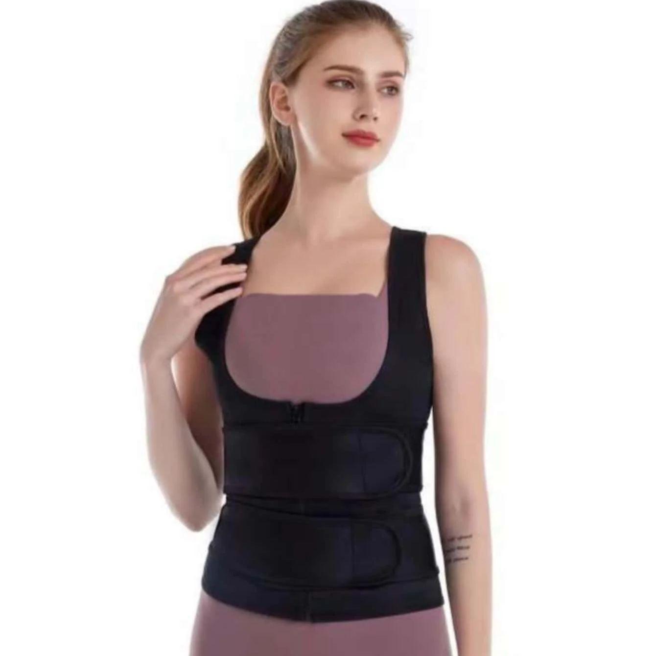 1-Piece Lower Back Training Compression Shirt - Posture-Correcting Invisible Support Features Equipped With Breathable Abdominal Operation S чёрный