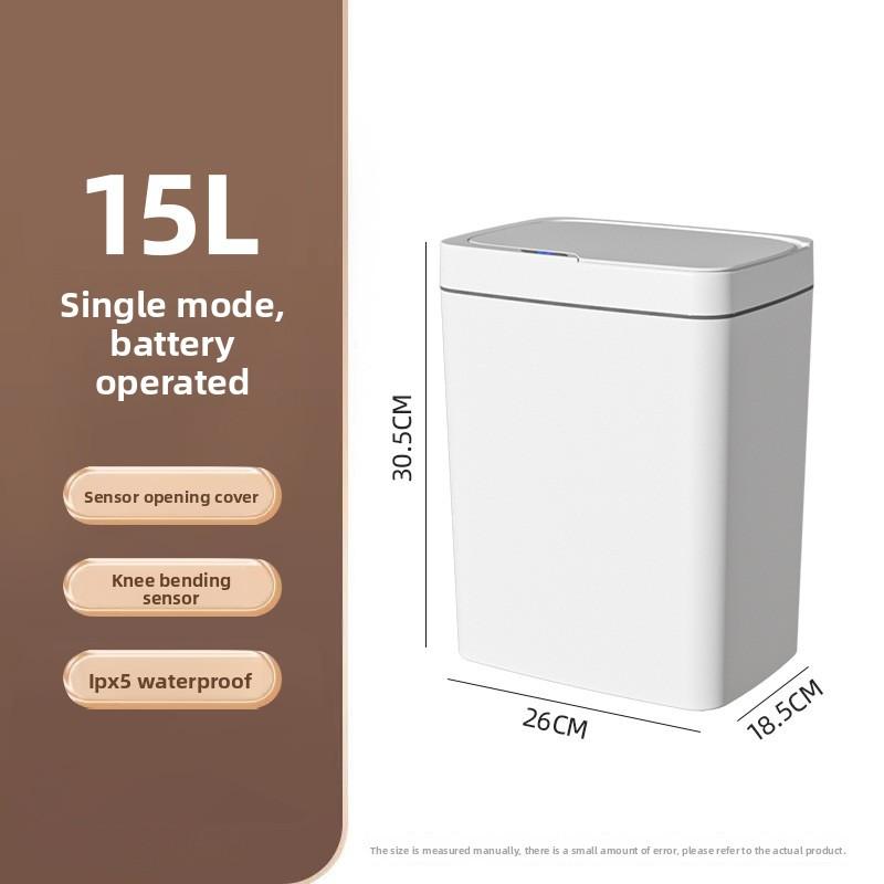 Touch-free Smart Open Lid Trash Can Automatic Packaging Smart Trash Can Bathroom Gap Garbage Storage Bucket