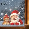 Holiday Glass Decals Christmas Santa Cat Window Sticker, Snowflake Xmas Decal, Waterproof Claus Stickers Self-Adhesive Decor for Balcony Storefront